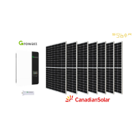 Sistem fotovoltaic 3,5kW Off-Grid: 6 Canadian Solar 550W, Invertor Growatt SPF3500ES, Shine WiFi-F, Cablu solar, Tablou DC, Sistem prindere tabla
