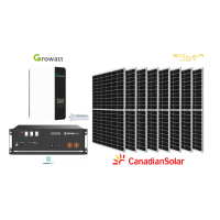 Kit Off-Grid 5kW, Invertor Growatt SPF5000ES, 8 panouri Canadian Solar 550W, Acumulator PylonTech US5000 4,8kWh