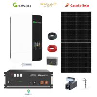 Sistem fotovoltaic 5kW Off-Grid: 8 Canadian Solar 550W, Invertor Growatt SPF5000ES, Shine WiFi-F, Cablu solar, Tablou DC, Sistem prindere