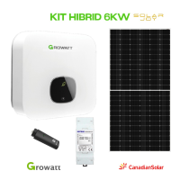 Kit Hibrid 6kW, Invertor Growatt MIN 6000TL-XH, 11 panouri Canadian Solar 550W, Shine WiFi-X, Smart Meter