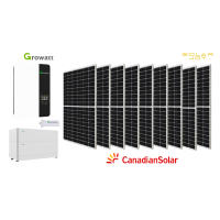 Sistem fotovoltaic 5kW Off-Grid cu Baterii, Invertor Growatt SPF5000ES, Shine WiFi-F, 2 Baterii Growatt ARK-2.5L-A1 si 9 panouri Canadian Solar 550W